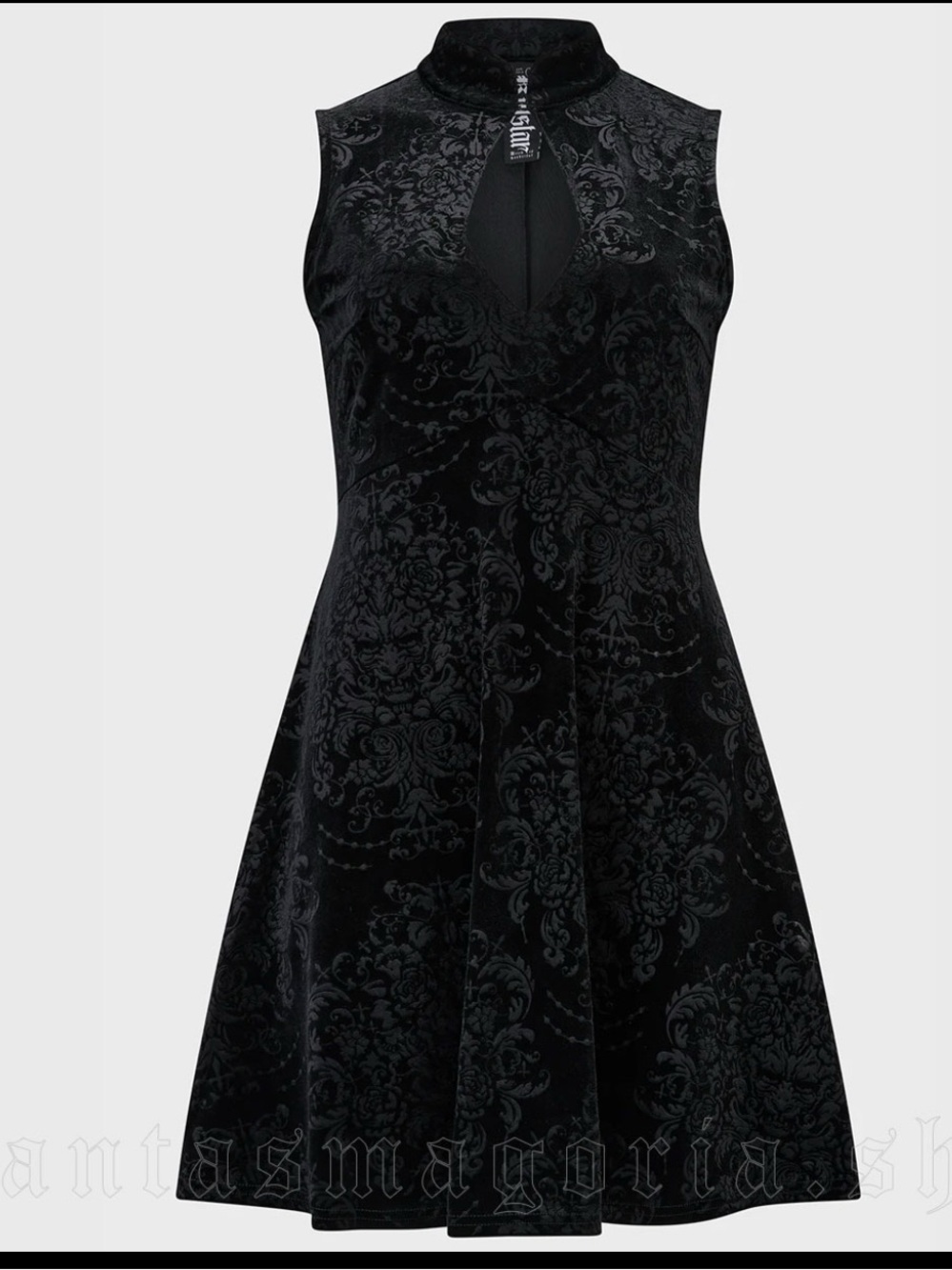 Killstar Black Velvet Brocade Mini Dress xs